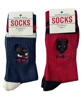 Goorin Bros Set of 2 Combed Cotton Rib Socks Freedom & Panther ( M )